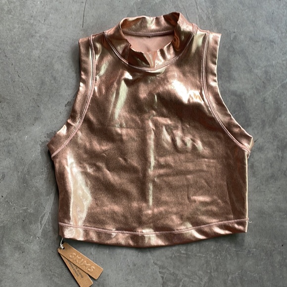 Skims Metallic Swim Rose Gold NWT - Picture 2 of 5